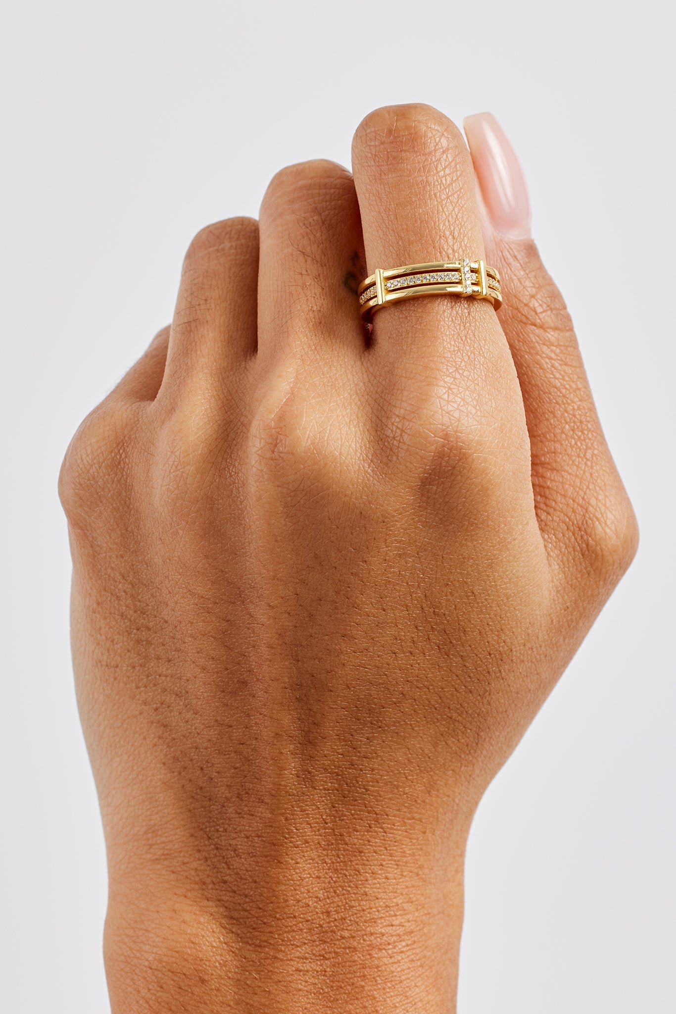 Polished & Iced Mix Layered Ring - 6mm